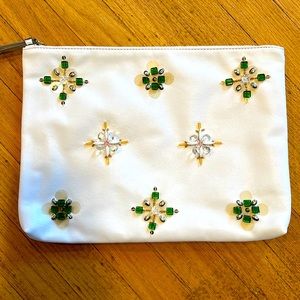 Banana Republic white beaded oversized clutch